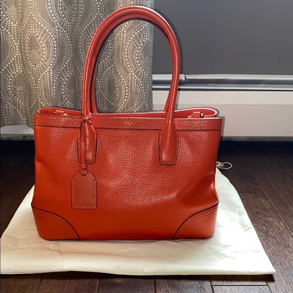 Lauren Ralph Lauren Orange Shoulder Bag with Leather Finish